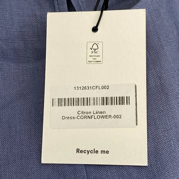 Reformation Women’s Citron Linen Mini Dress Size 2 Cornflower Blue Sleeveless - Picture 3 of 11